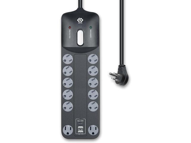 PD20W USB-C Charger, 18W USB-A Fast Charging, Four Ports (2A2C), 12 outlets Power Strip with 6FT 14/3 Cord, 3540 Joules Surge Protected, 15A...