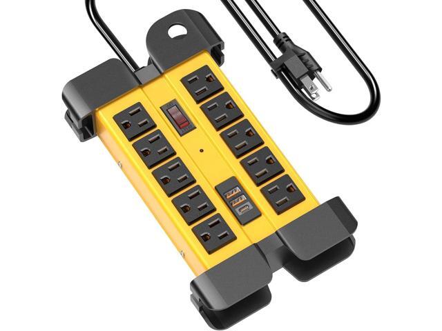 10 Outlet Power Strip Surge Protector, 1200J Surge Protection Heavy Duty Power Strip with USB Fast Charging, 15A/1875W Garden Yard Power Strips...