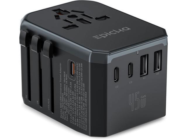 EPICKA GaN 45W Universal Travel Adapter, European Travel Plug Adapter with PD & QC Fast Charging(2 USB-A & 3 USB-C Ports) - Worldwide Travel...