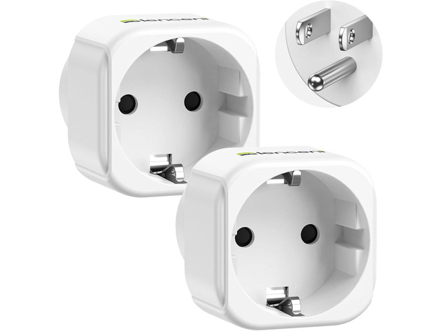 LENCENT 2 Pack Europe to US Plug Adapter,European to USA Adapter, American Outlet Plug Adapter, EU to US Adapter, Europe to USA Travel Plug Converter