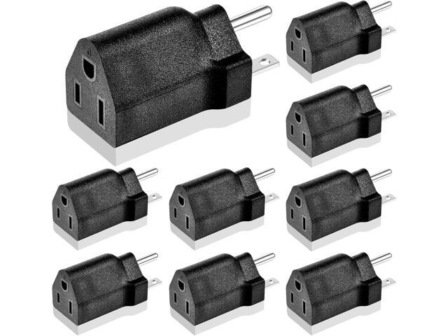 Flutesan 8 Pieces 6-15P to 5-15R US Plug Adapter 3 Prong Electrical Converter Plug 15 Amp to 10 Amp Power Adapter, 120V to 240V, Black