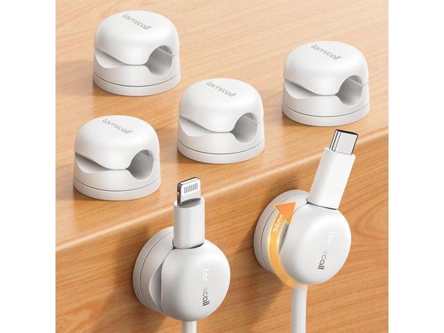 Lamicall 6Pack Rotatable Cord Organizer Cable Clips - [1s Lock] Spring Cord Holder, Desk Phone Charger Cable Management, Wire Keeper for...
