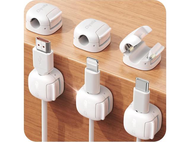 6Pack Cord Organizer, Chfeila Compact Dual Spring & Clasp Lock Cable Management Clips, Adhesive Phone Charger Keeper, Wire Holder for...