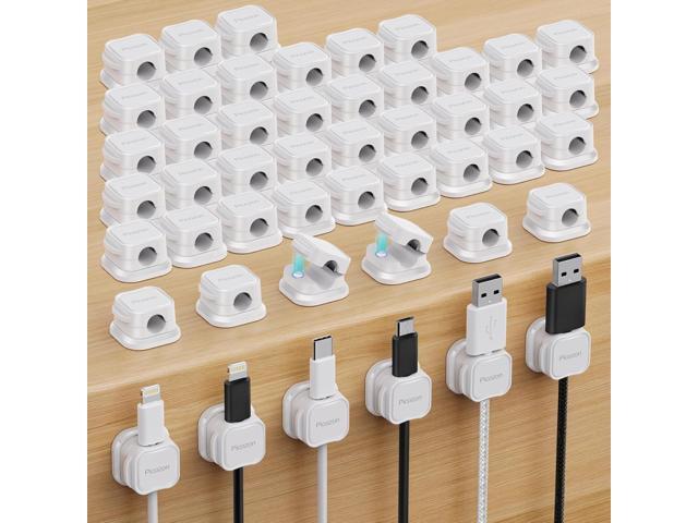 48 Pack Magnetic Cable Clip Organizer Cord Holder, Picozon Adhesive Cable Management, Wire Phone USB Charger Cable Holder, Keeper Organizer for...