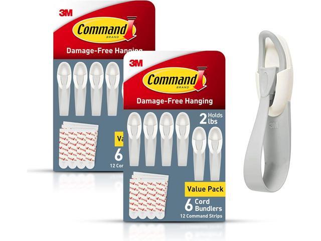 Command Cord Bundlers, Damage-Free Hanging Cord Organizer, No Tools Required for Hanging Electrical Cables, 12 Gray Bundlers and 24 Command Strips