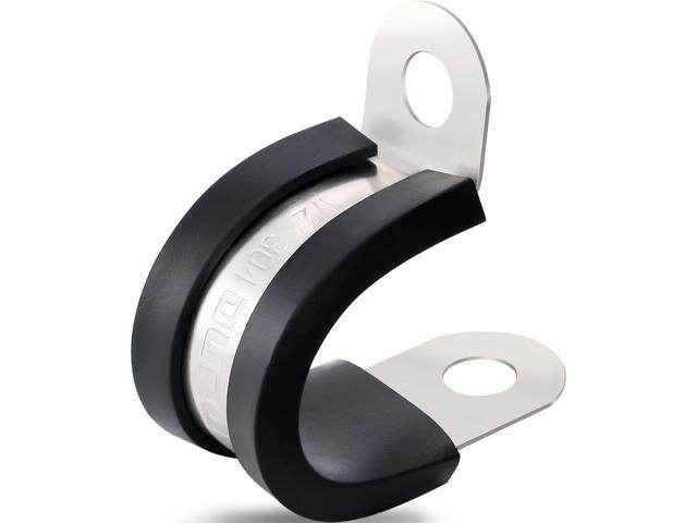 100PCS Cable Clamps 1/2 Inch 304 Stainless Steel Cable Clamps Rubber Coated Cushioned Insulated Cable Clamp,Automotive Wire Clamps,Pipe...