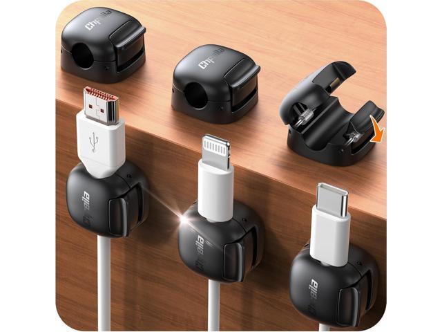6Pack Cord Organizer - Chfeila [Dual Spring & Clasp Lock] Cable Management Clips, Adhesive Phone Charger Keeper, Compact Wire Holder for...