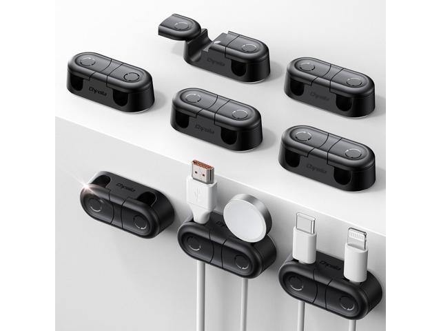 Magnetic Cable Clips - Chfeila 8Pack [Dual Slot] [360°Rotating & Twist-Lock] Cord Management, Adhesive Phone Charging Keeper, Wire Organizer Holder...
