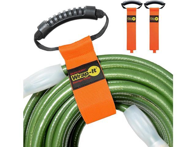 Easy-Carry Wrap-It Storage Straps - 28 (2-Pack) Blaze Orange Heavy-Duty Hook and Loop Cord Carrying Strap, Hanger, and Organizer with Handle for...
