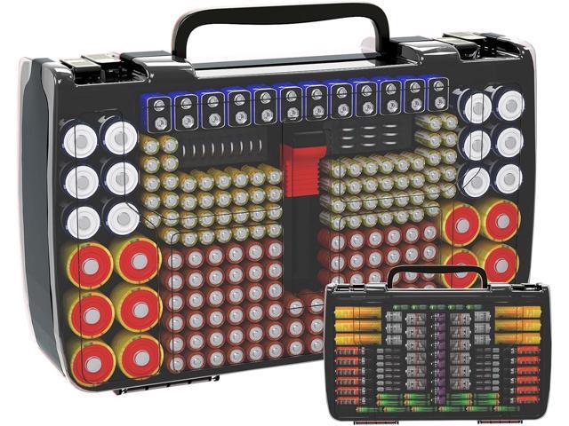 Battery Organizer Storage Holder Box Case with Tester- 269 Batteries Double-Sided Variety Pack, Holds AA AAA 4A C D Cell 9V 3V Lithium LR44 CR2...