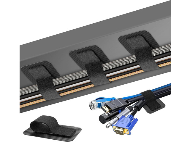 Cable Management Under Desk, Up to 15 CordEnhanced Wire Holder Cord Organizer Holder, Adjustable Hook and Loop Cable Ties, Wire Clips Under Table...