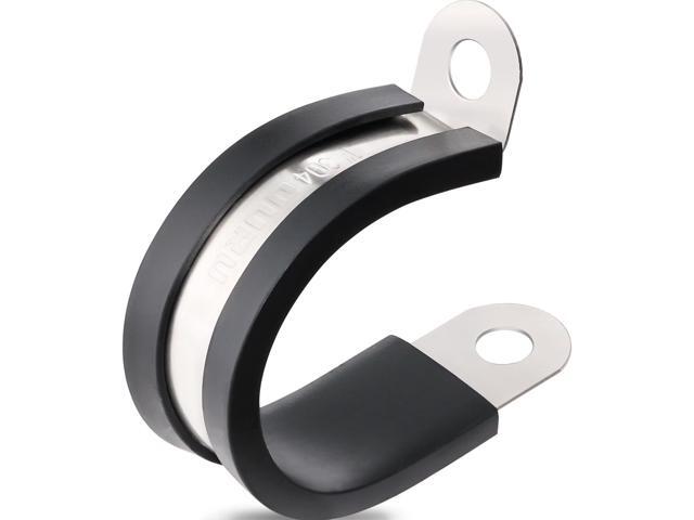 50PCS Cable Clamps 1 Inch 304 Stainless Steel Cable Clamps Rubber Coated Cushioned Insulated Cable Clamp,Automotive Wire Clamps,Pipe Clamps,Metal...