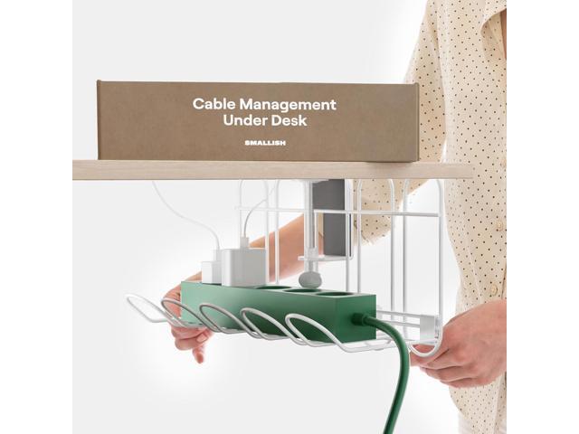 CarryUp Under Desk Cable Tray, No Drill Wire Management Clamp, Computer Cord Organizer, Cable Hider & Holder, Cord Keepers for Home Office...