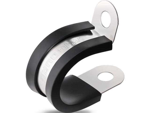 100PCS Cable Clamps 5/8 Inch 304 Stainless Steel Cable Clamps Rubber Coated Cushioned Insulated Cable Clamp,Automotive Wire Clamps,Pipe...