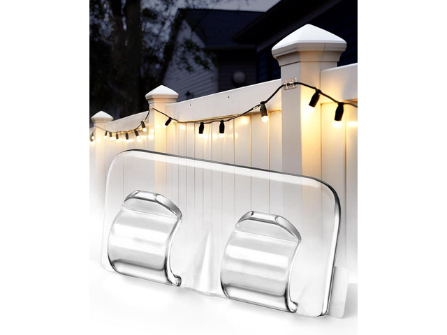Hooks for Outdoor String Lights Clips: 26Pcs Heavy Duty Light Hook with Waterproof Adhesive Strips - Outside Clear Cord Holders for Hanging...