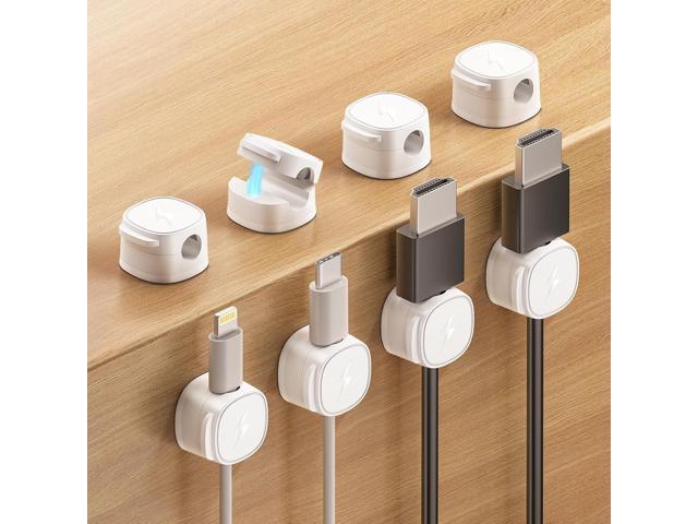 Magnetic Cable Clips [1s Lock] Adhesive Cord Holder Organizer for Nightstand, 8Pack Desk Cable Management Clips, Phone Charger Wire Cord Organizer...