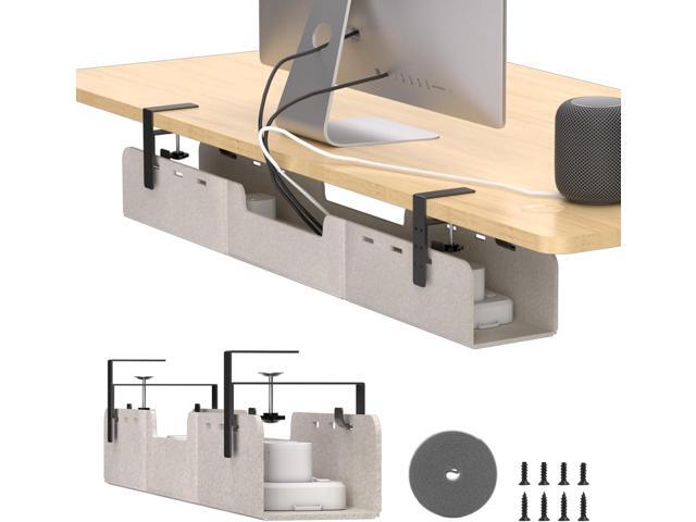 Under Desk Cable Management Tray,No-Drill Upgraded Thickened Felt Cord Organizer with Clamp or Screw Mount,Cable Holder for Standing Desk,Home Or...