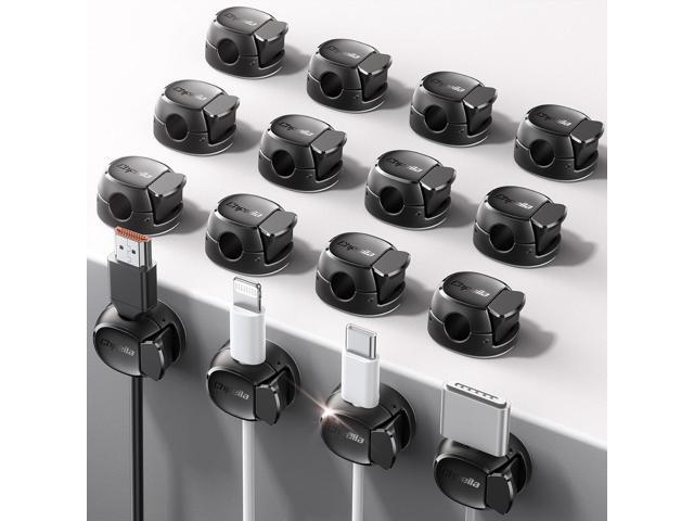 16Pack Cord Organizer [Dual Spring & Clasp, Max Secure] Cable Clips - Chfeila Cord Holder, Desk Cable Management, Adhesive Phone Charging Wire...