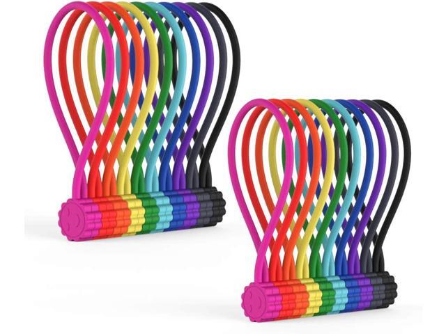 Rich & Ray Silicone Magnetic Cable Ties, Reusable Phone Cord Organizer, Magnetic Twist Ties for Headphone Cables, Charging Cable Organizer, Book...