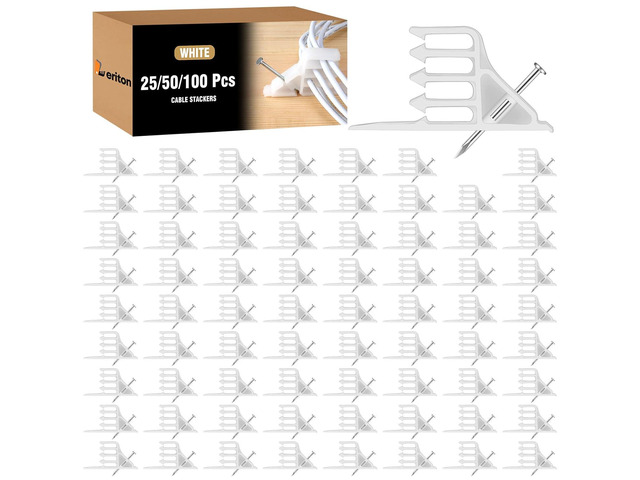 100 Pcs Cable Stackers Electrical Cable Stapler Staples Insulated Cordless Hammer Staple Sort Out Electric Efficient Electric Wire Organization for...