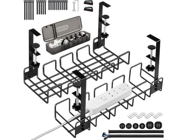OneLeaf 2 Pack Cable Management Tray, No Drill Wire Management Rack, Office Wire Organizers for Cords, Computer Desk Accessories, Under Desk...