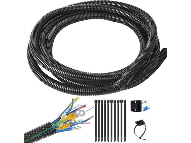 1/2 Inch Wire Loom Split Tubing - 30 ft Cord Protector Electric Wires Covers, Automotive Wire Flexible Conduit, Plastic Wire Cover with Cable Zip...