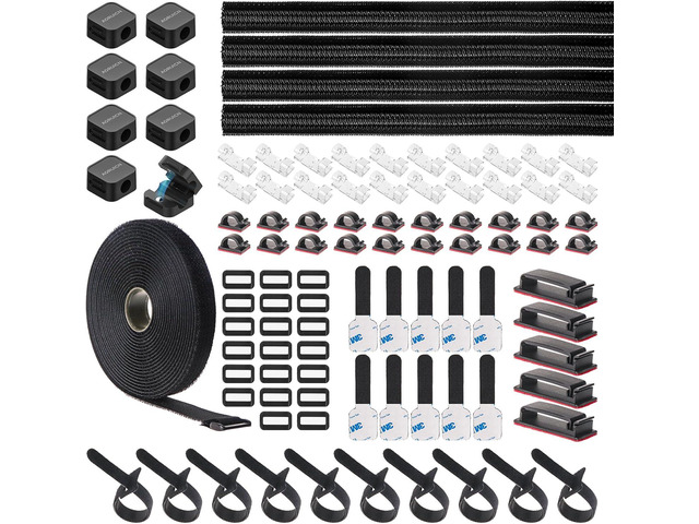 Cable Management Organizer Kit, Desk Cable Organizer, Cable Management Under Desk, Wire Management and Cord Organizer for Home, Office, Standing Desk
