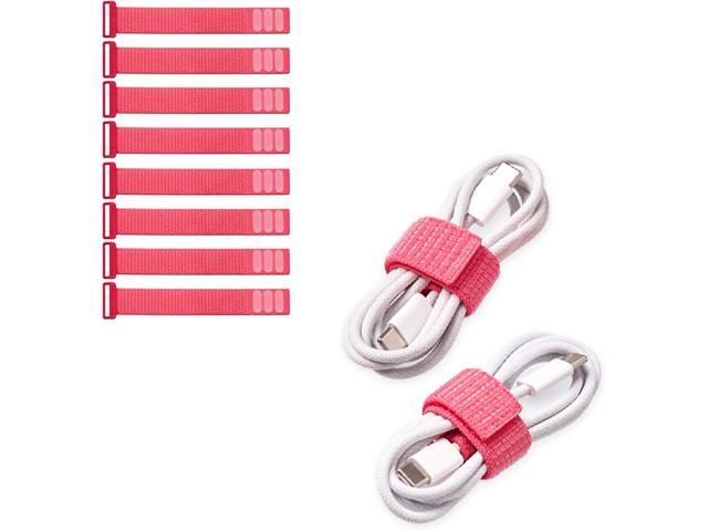 Wrap-It Storage Cinch Straps - 5' (8-Pack) Coral - Appliance Cord Organizer and Cable Ties for Chargers and Home Office Accessories