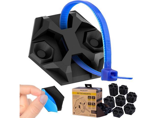Rugged, Stylish Adhesive XL Zip Tie Mounts 100 Pack. Premium 1.5in Sticky Back Ziptie, Cord, and Cable Management Anchor Clips. Easy Peel and Stick...