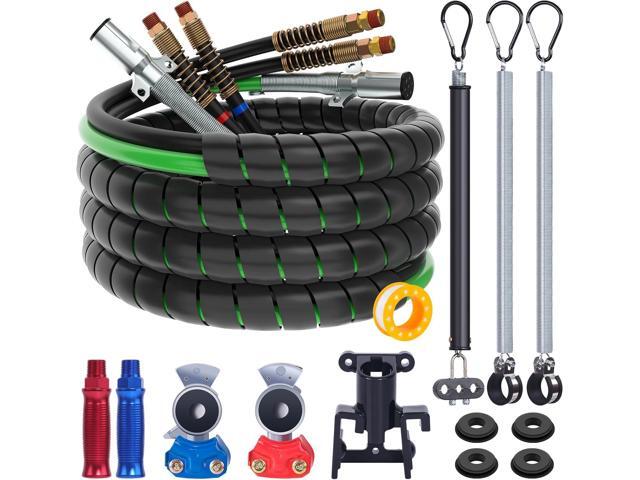 CheeMuii 15 FT Semi Truck Air Line Kit with Gladhands, Air Line Holder, Springs & 7 Way Trailer Cord