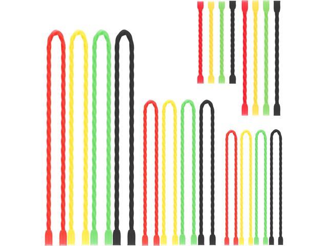 TRIPLE DEER 20Pcs 3-24 Inch Silicone Cable Ties Colorful Reusable Steel-Core Silicone Twist Gear Tie Straps for Bundling and Organizing, Bendable...