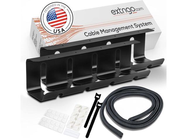 Under Desk Cable Management Tray [2 Pieces] - Carbon Steel Desk Wire Organizer [16x4x4 in] - No Drilling Wire Management Under Desk with Glue Dots...