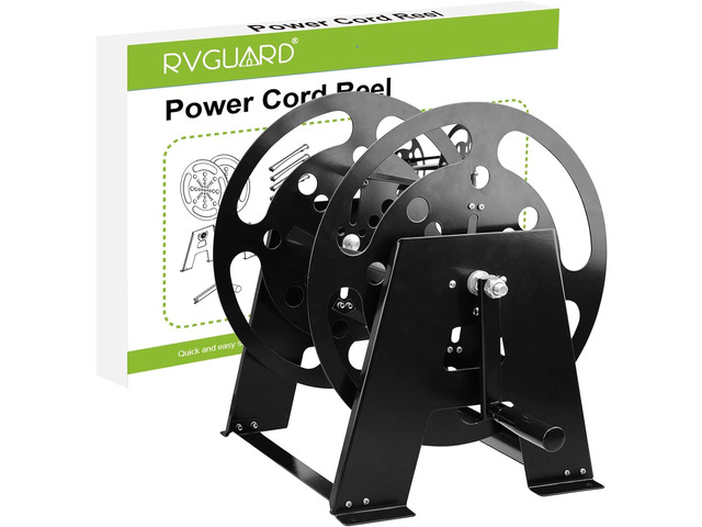 RVGUARD RV Power Cord Reel, Heavy Duty Power Cord Storage Reel, Holds Up to 50 Feet of 50A (6/3+1/8 AWG) Heavy Duty Power Cord