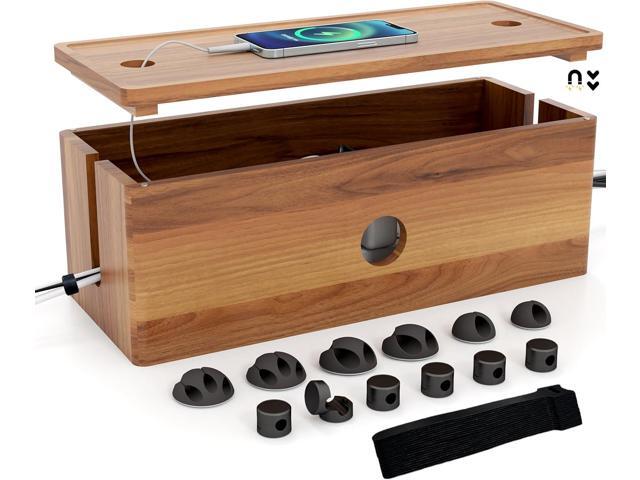 Acacia Wood Cord Organizer, Large Cable Management Solution, for Power Strips and Floor-Level Devices Conceals TV Wires, Computer Cables, Router,...