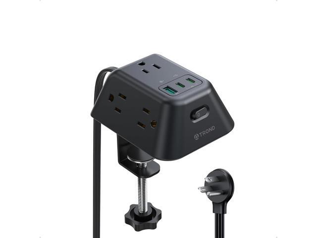 TROND Desk Clamp Power Strip with USB C PD 20W, Desk Surge Protector with 5 AC Outlets, Desktop Charging Station, Fit 1.97in Tabletop Edge Thick,...