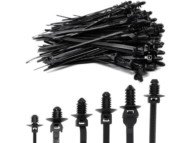 120 PCS Push Mount Zip Ties, Nylon Car Mount Wire Tie Snap in Cable Zip Ties, Black Push Mount Cable Ties Automotive Zips Tie Fastener Wire Harness...