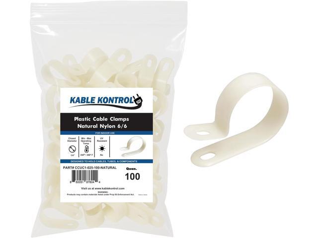 Kable Kontrol Nylon Cable Clamps RType 1/4 Diameter 100 Pcs - Nylon 6-6 Screw Mount Wire Clamps Cord Clips Mounting Fastener Clips Cord Clamp for...