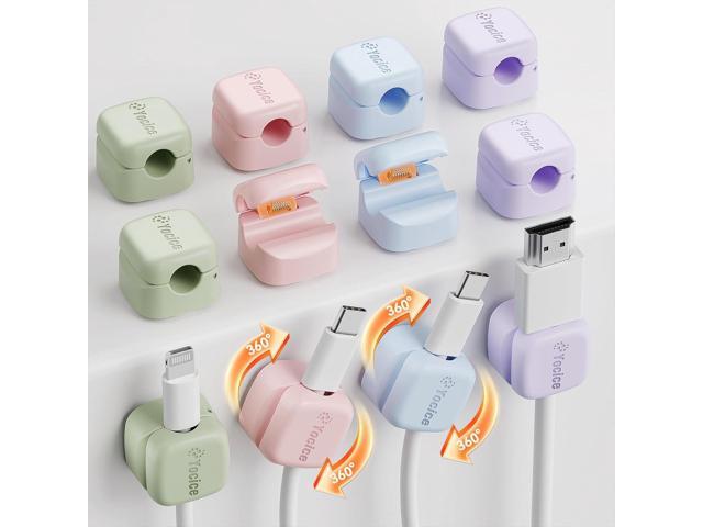 12Pack Rotatable Cord Organizer,Spring Cable Clips Desk Cable Management Cord Holder Adhesive Phone Charger Cord Clips for Home Office Car Wall...