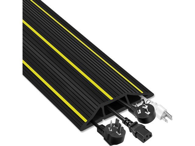 Floor Cord Cover, 6ft Floor Cable Cover Heavy Duty Rubber Cable Protector 3 Channels Cable Management Extension Cord Cover Hider Concealer for Home...