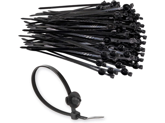 Cable Zip Ties 8 Inch, Black Zip Ties with Retainer - Fir Tree Nylon Push Mount Head Electrical Zip Tie Wire Clip Holder Adjustable Self Locking...