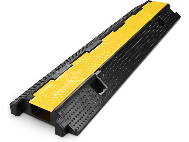 Yescom Cable Ramp Protector 1 Channel Garden Hose Protecitive 22000 Lbs Load Capacity Heavy Duty Speed Bump for Road Driveway Walkway