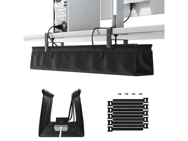 No Drill Under Desk Cable Management Tray - 36' Clamp/Screw Desk Cord Management, Premium Fabric Cable Racyway for Office & Home