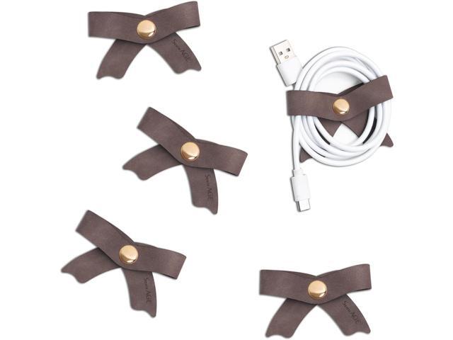 SenseAGE 5 Pack Cord Organizer, Bow Cord Keeper, Cable Organizer USB Holder, Leather Cable Management, Cable Straps, Earphone Winder, Storage...