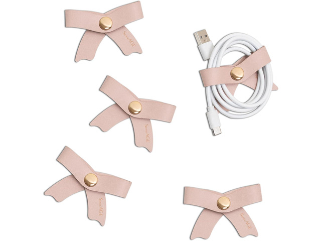 SenseAGE 5 Pack Cord Organizer, Bow Cord Keeper, Cable Organizer USB Holder, Leather Cable Management, Cable Straps, Earphone Winder, Storage...