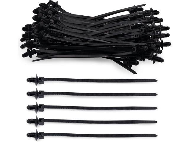 Christmas Tree Cable Ties, Universal Push Mount Cable Zip Tie Black Fir Tree Cable Ties Compatible with Cars Boat Trailer Nylon Cable Ties - 6.7...