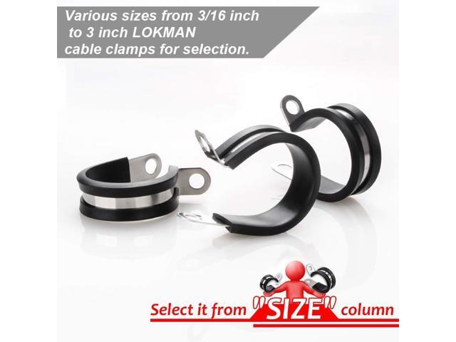 LOKMAN 20 Pack 5/8 Inch Stainless Steel Cable Clamp, Rubber Cushioned Insulated Clamp,Conduit Wire Holder Strap Clips for Tube, Pipe or Wire Cord...