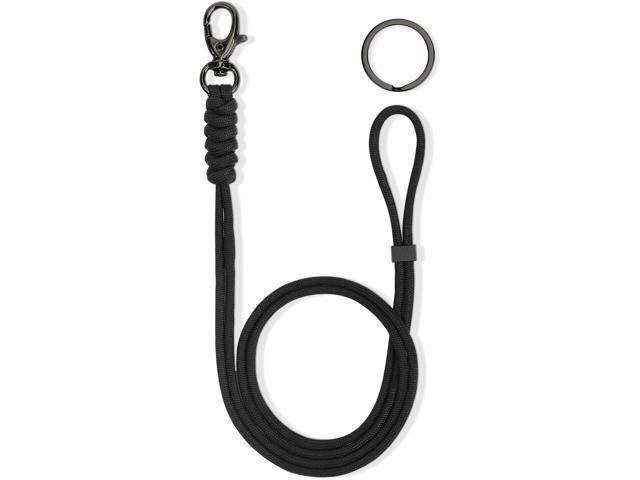LIUGX Paracord Braided Lanyard for ID Badge Holder, Adjustable Length, Heavy Duty Neck Lanyard Keychain with Metal Clip Key Ring for Phone Wallet.