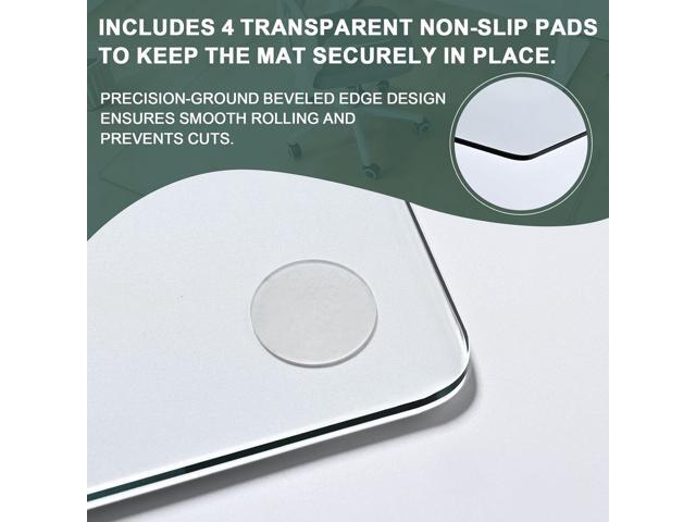 Glass Chair Mat Heavy 54' x 32' -1/5' Thick Premium Tempered Glass Duty Hard Glass Chair Mats -for Office Chair on Carpet or Hard Floor with 4...