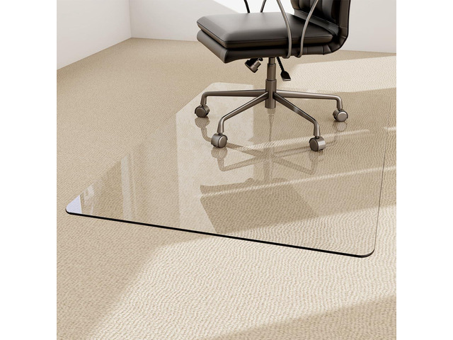 Easly 36' x 46' Chair Mat for Carpet - Office Chair Mat - Tempered Glass Floor Mat for Home/Office/Carpet Clear Computer Floor Mat - with 4...