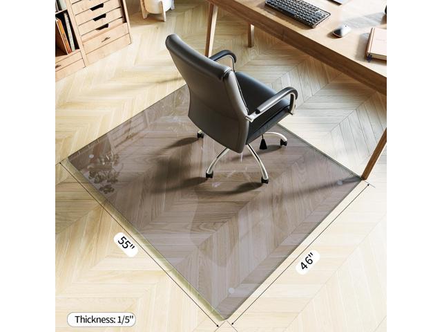 Koonmi Tempered Glass Chair Mat for Hardwood Floors & Carpets, 46' x 55 Grey Heavy Duty Office Floor Protector, Scratch & Dust Concealing,...